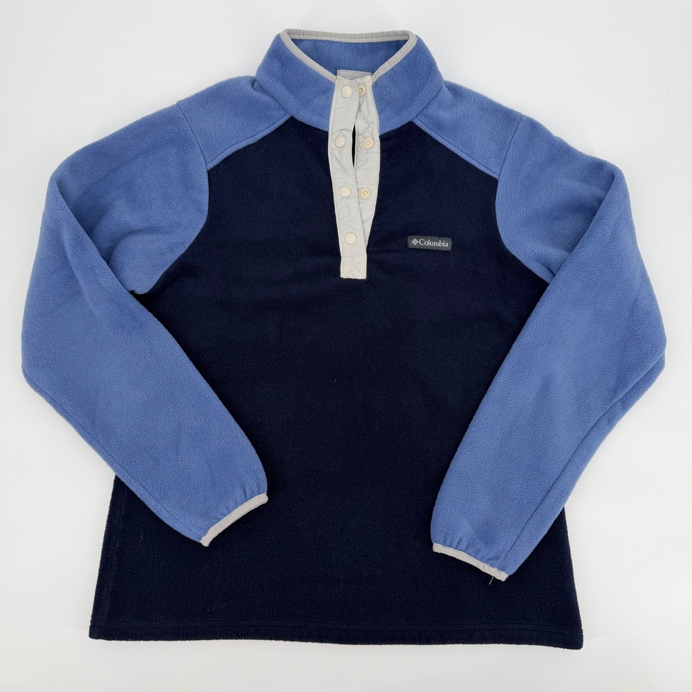 2000s Columbia Fleece Pullover Snap Placket Navy Blue M Gorpcore